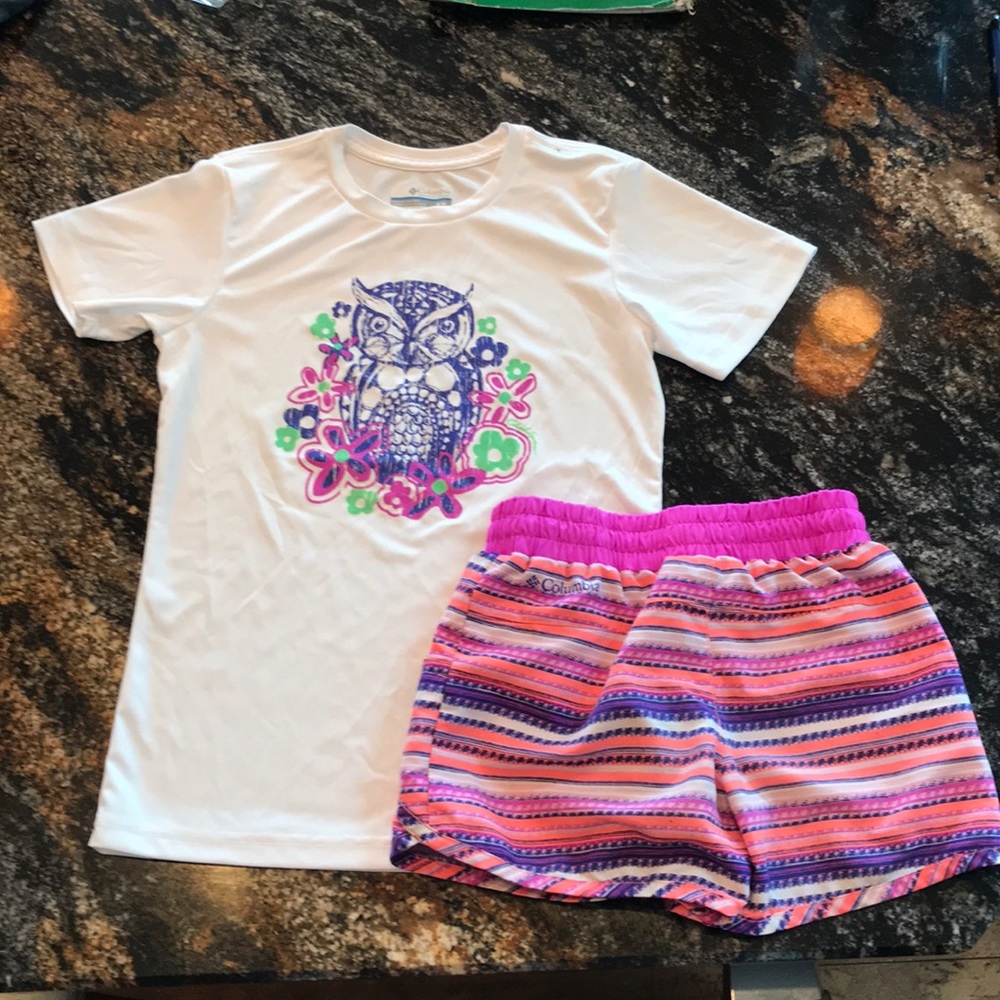 Girls Columbia shirt and shorts athletic